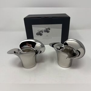 Georg Jensen Bloom Botanica 2-Piece Tea Light Candleholder Set Stainless Steel